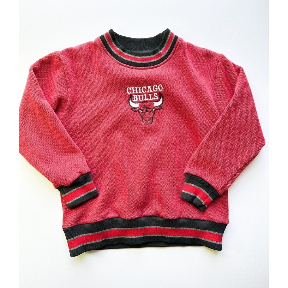90s Kids Chicago Bulls Sweatshirt Red Embroidered Logo Crew Neck Size S